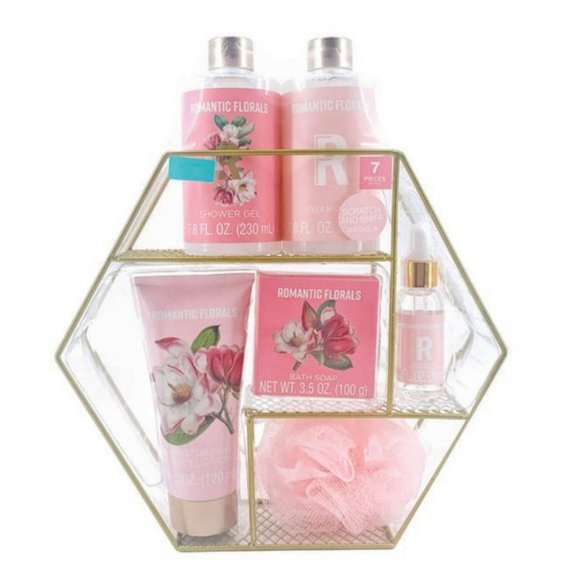 Romantic Florals Bath Gift Set, Magnolia, 7 Piece Set - Picture 1 of 5